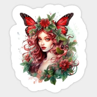 Fairy Christmas Girl Portrait Sticker